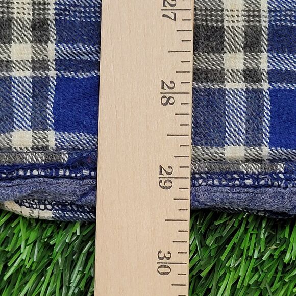 Vintage 90s Plaid Shacket Jacket Large 23x29 Blue - Picture 10 of 11